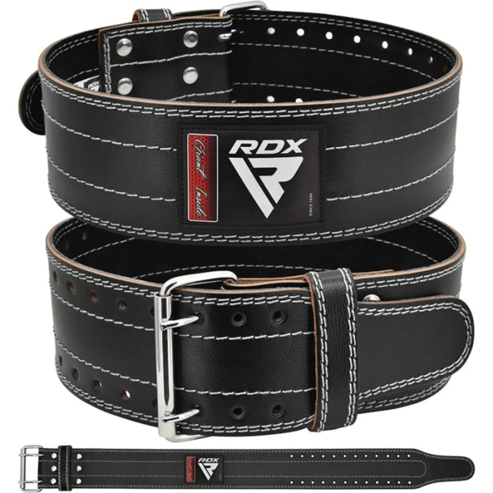 חגורת כושר מעור להרמת כוח RDX RD1 4 Powerlifting Leather Gym Belt