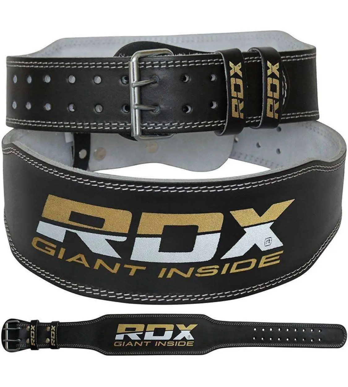 חגורת כושר מעור 4 אינץ' שחור-צהוב RDX 4 Inch Leather Weightlifting Gym Belt